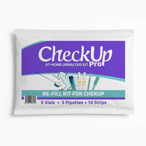CheckUp dog pro refill kit with ten 10-parameter strips, five pipettes and five vials