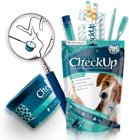 CheckUp at home dog wellness test kit with telescopic pole, cup and test strips