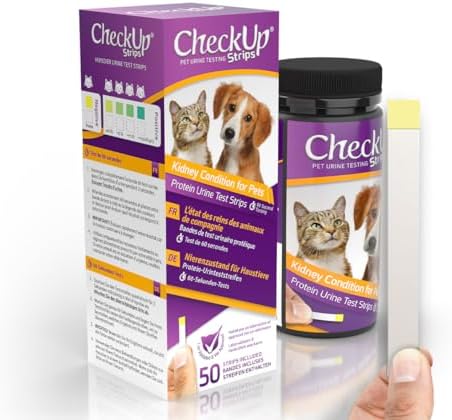 CheckUp protein urine test strips for cats and dogs, 50 count tube